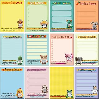 Maitys 12 Pcs Emotional Support Sticky Notes with Positive Crochet Animals Design 3 x 4 Inch Cute Motivational Memo Notepads Positive Gifts for Teacher Nurse Coworkers Work Studying Supplies