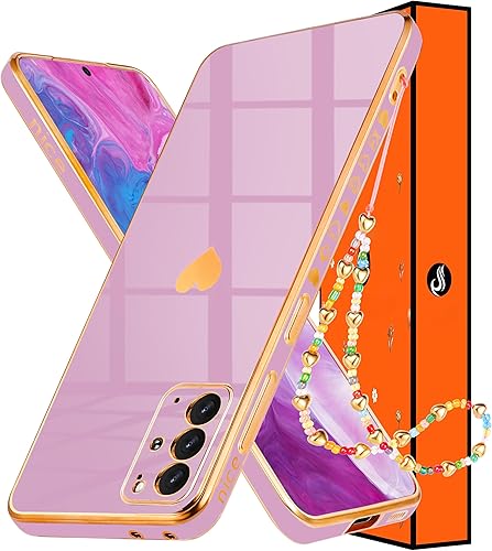 Shorogyt (Funda de corazón 3 en 1 para Samsung Galaxy S20 Plus 5G4G de 6.7 pulgadas para mujer, diseño de corazones de amor estético, color morado y