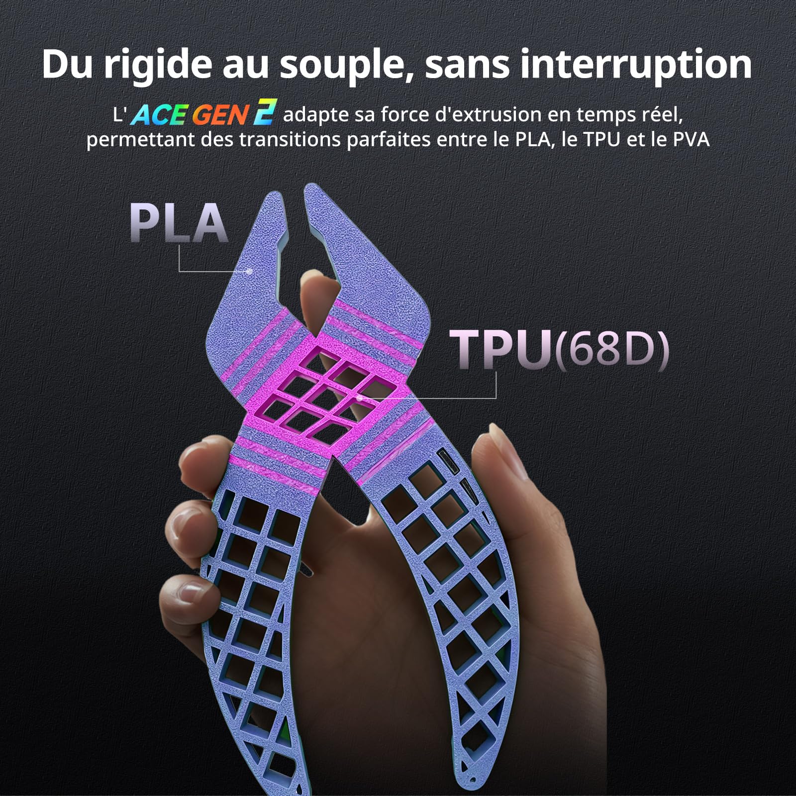 Anycubic Kobra X Imprimante 3D, Extrudeur Multicolore hautement intégré, Gagnez du Temps d'impression, Impression de Filament Souple et Dur, Jusqu'à 600 mm/s, Volume d’Impression 260×260×260 mm