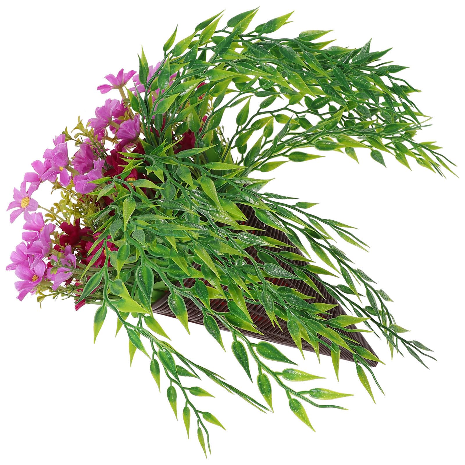 Cesta colgante de flores artificiales de plastico decorativa para salon
