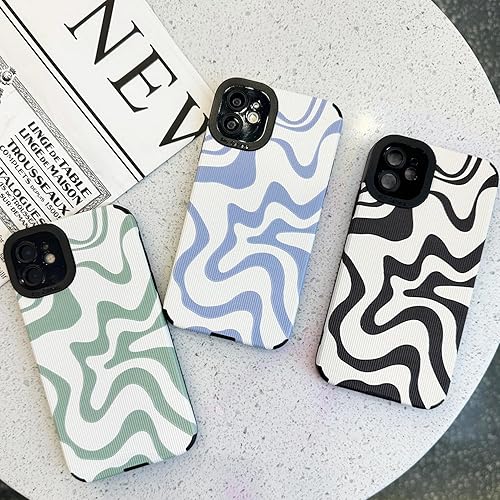 Miniatura 2 de Funda diseñada para iPhone 11, piel sintética suave TPU y bonito arte ondulado pintado para mujeres y niñas, protector delgado a prueba de golpes,