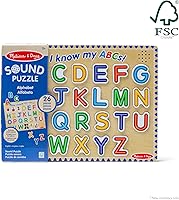 Vista 4 de Melissa & Doug Rompecabezas de madera con sonido del alfabeto - Rompecabezas de madera con efectos de sonido (26 piezas) - Certificado FSC