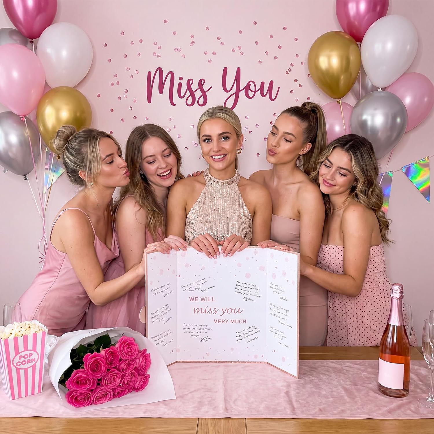 Crtiin Rose Gold Large Farewell Guest Book Oversized 13.4x19.5 Signature Book Alternative Going Away Party Decorations & Farewell Card for Coworker Friends Leaving Retirement Party Women Men
