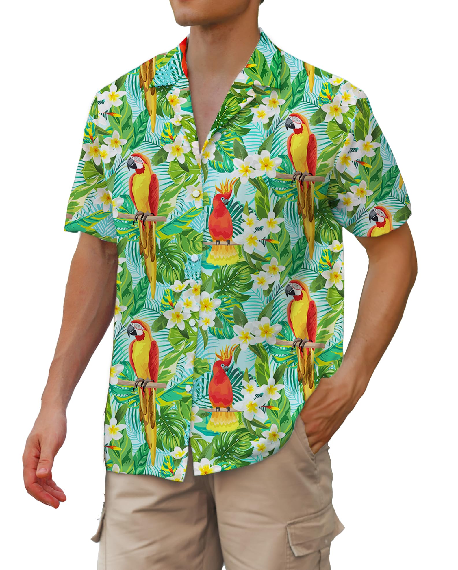 Cromoncent Hawaiian Shirt for Boy&amp;Men Short Sleeve Cuban Collar Tropical Holiday Summer Beach Shirts