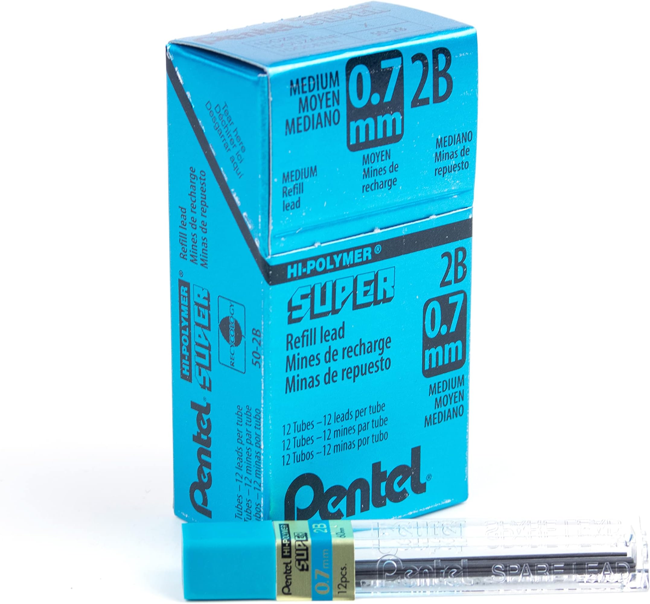 Pentel® Super Hi-Polymer® Leads, 0.7 mm, HB, 12 Leads Per