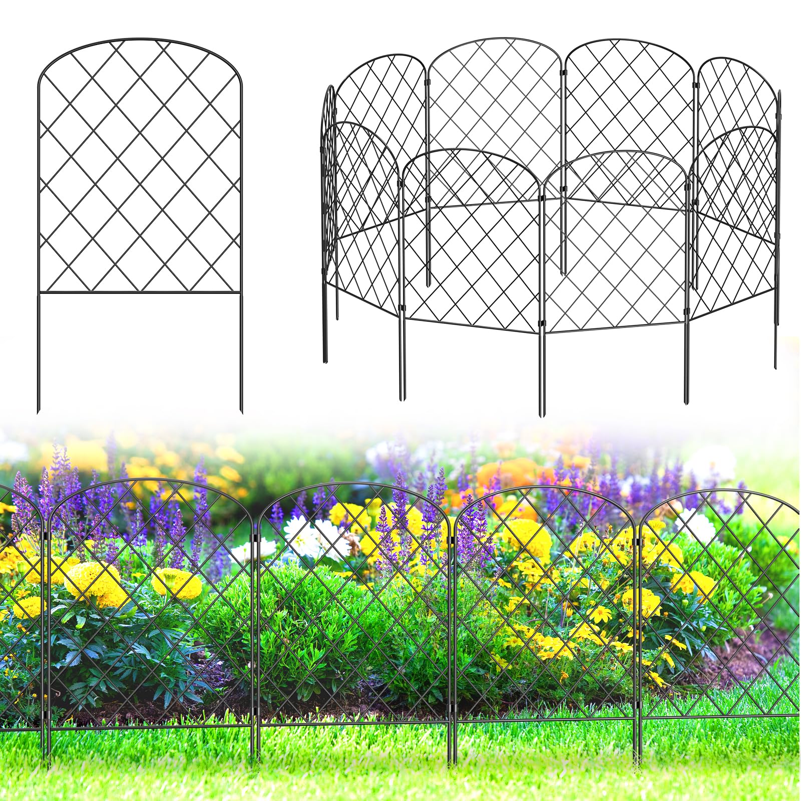 KANEODOT Decorative Garden Fence 10 Pcs 33W×60Hcm, Animal Barrier Fencing