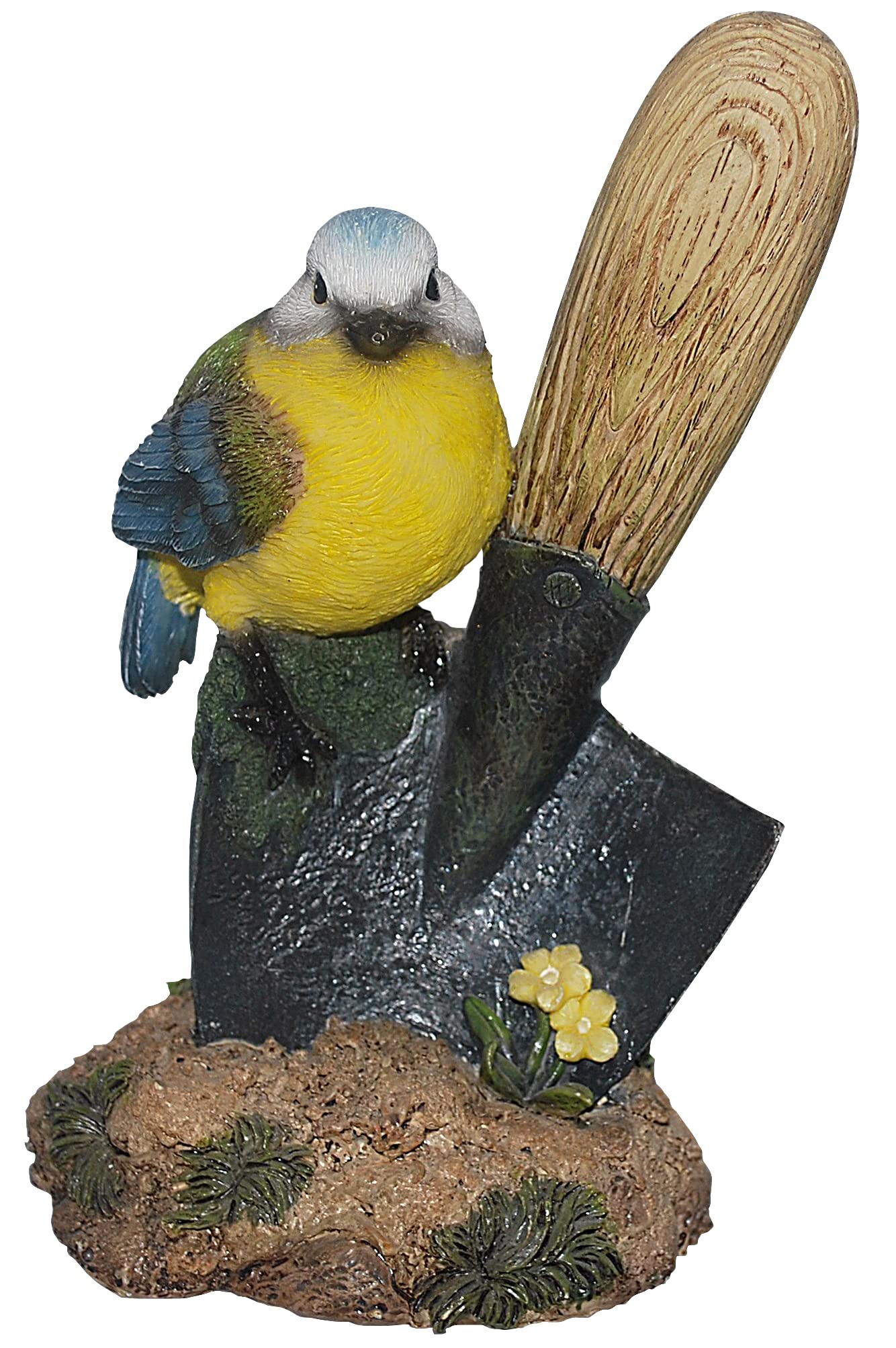 Vivid Arts Blue Tit Sitting On Trowel | Resin Home Or Garden Decoration | Bg-Trob-F