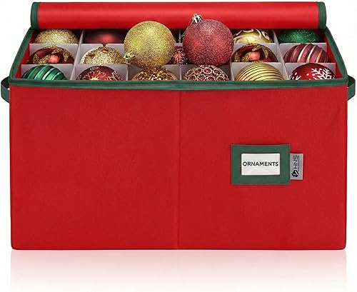 Miniatura 10 de Contenedor de almacenamiento de adornos navideños con divisores, caja almacena adornos de hasta 54-4 pulgadas, con cremallera, conveniente, Gris