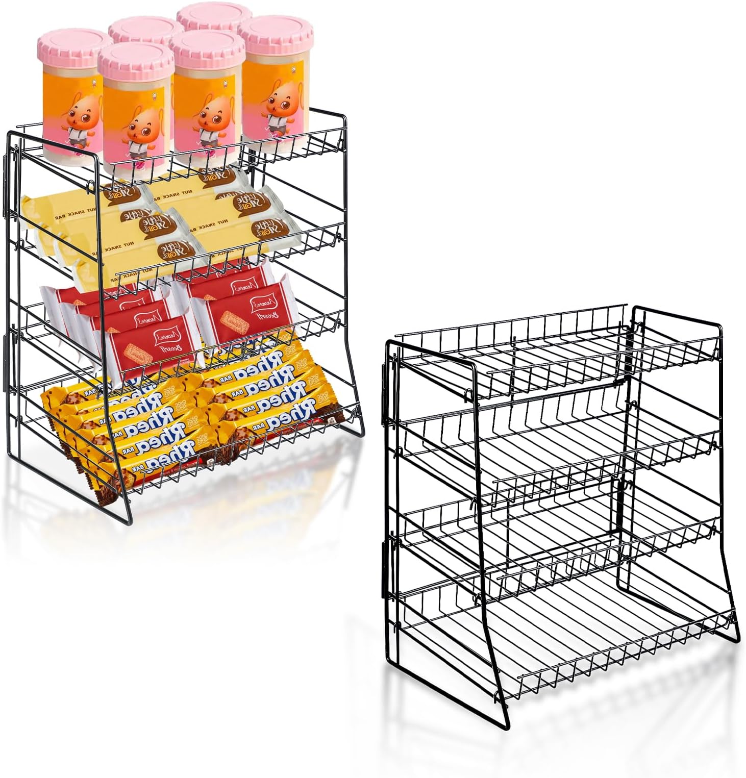 Rula Candy Display Rack, Metal Display Stand with Countertop Snack Organizer, for Offices & Stores - 2 Pack