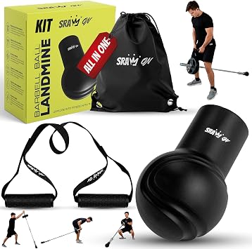 Landmine Attachment for Barbell, Landmine Ball with Rotating Strap | Multi-Grip Row, Press & Squat Attachment for Home Gym Strength Training, T bar Row, barbell row attachment, barbell ball