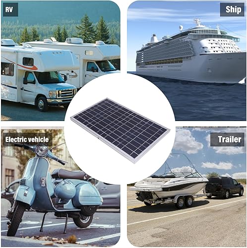 Miniatura 4 de Zunate Kit de cargador de panel solar de 100 W con controlador de carga de 12 V 10-50 A  Marco de aluminio, salidas USB y CC para RV, barco,