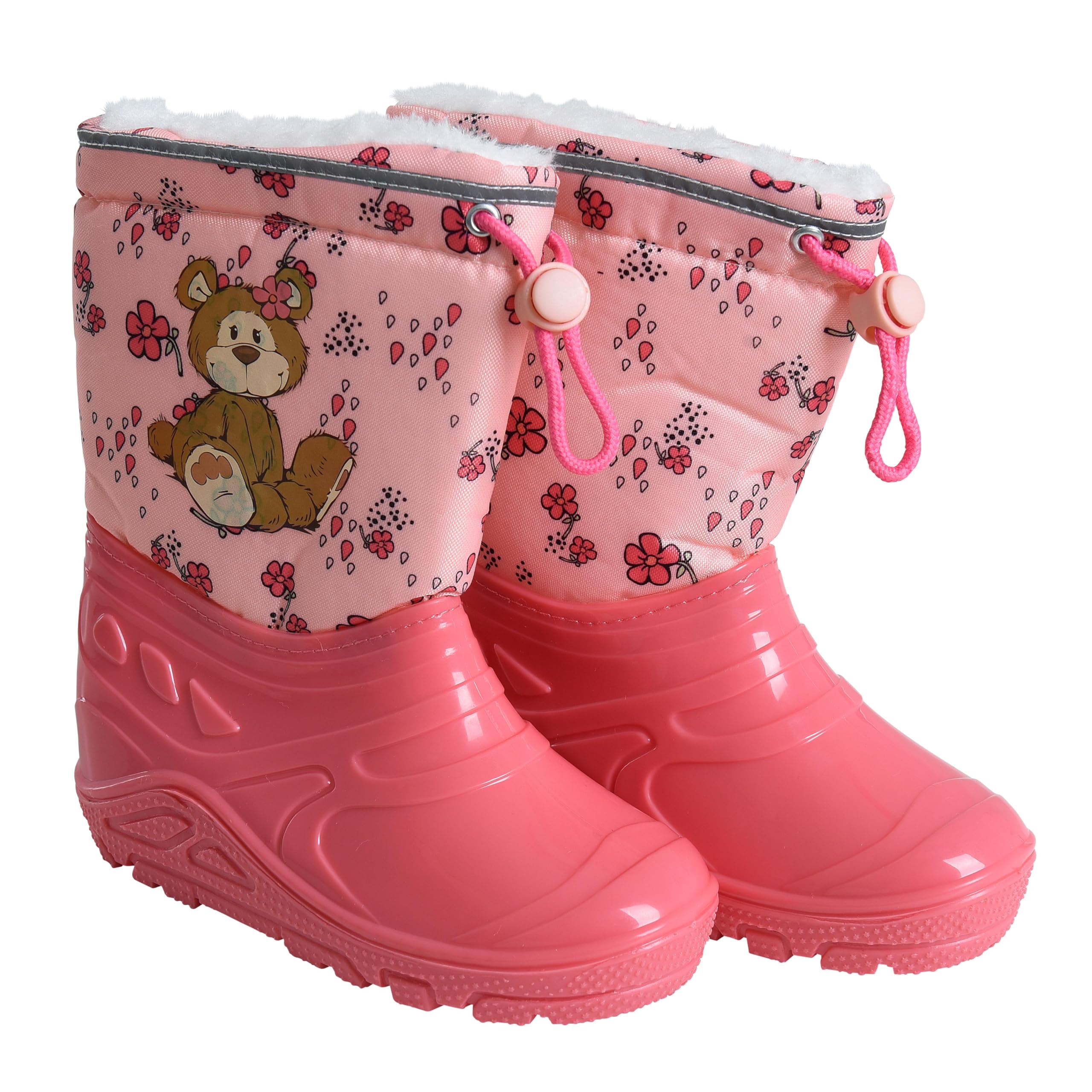 ESTEXO Kinder Gummistiefel Regenstiefel Thermostiefel Mädchen Jungen gefüttert Pink Bär