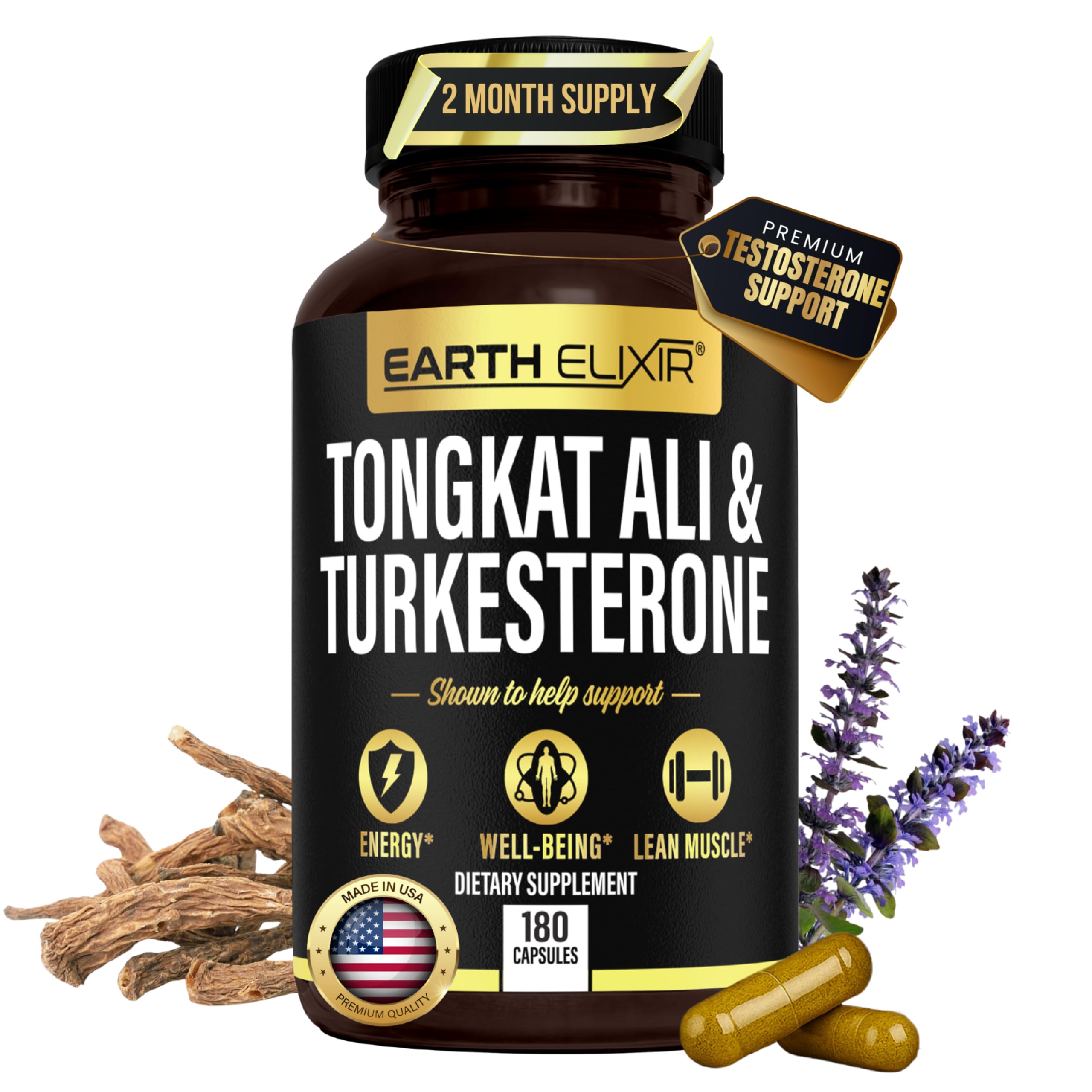 Turkesterone Tongkat Ali for Men and Women – 2-in-1 Natural Testosterone Support for Energy & Fitness - High Potency Turkesterone Supplement for Men with Tongkat Ali –– Pure Non-GMO Formula