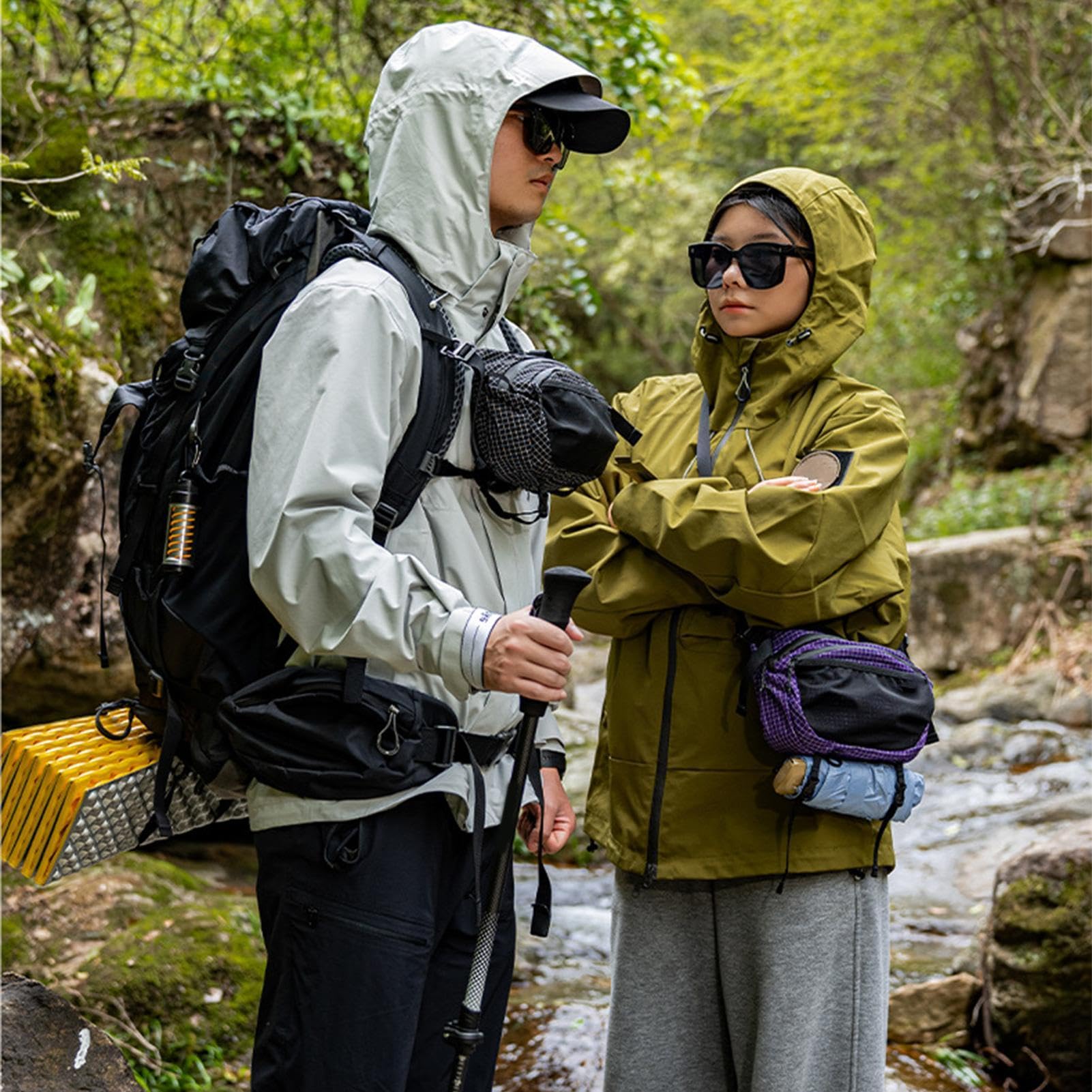 Riñonera de senderismo – impermeable y transpirable, riñonera portátil, equipo de hombro al aire libre | Riñonera para correr para mujeres y hombres, aventuras, caminar, viajar, acampar y