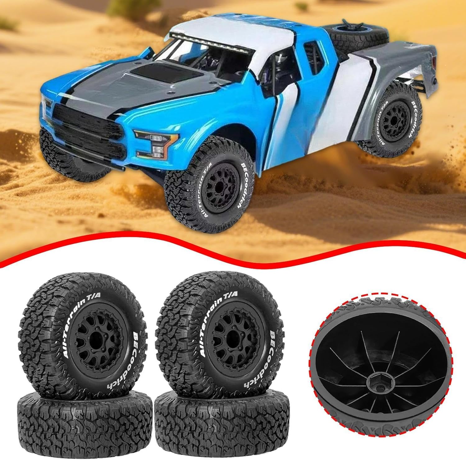 Deevoka 1/10 RCカー用ホイールとタイヤ 4個 リモートコントロール用アクセサリー交換