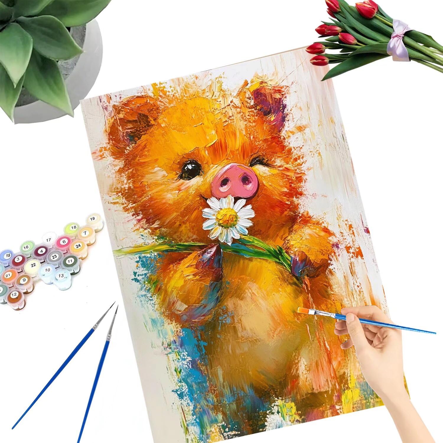 Pintar por Numeros Adultos pintar por numeros niños manualidades niños 10 años, DIY Pintar por Números de Pincel y Pintura acrílica Decoraciones para el Hogar Manualidades, sin Marco 60x80cm C-168