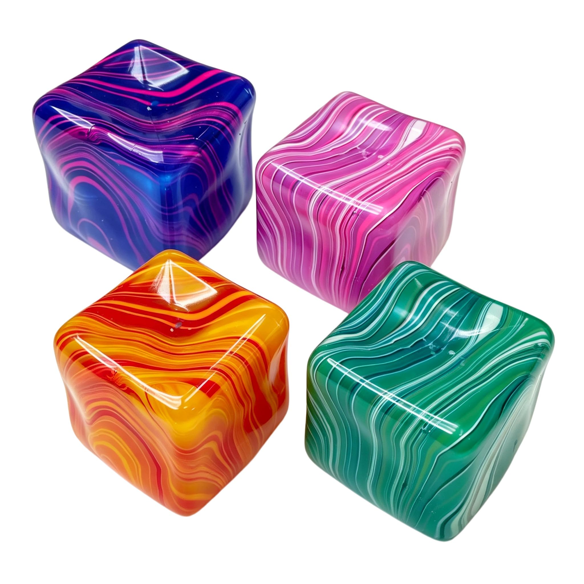 4 Pcs Fidget Cube, Square Squeeze Cubes for Anxiety & Focus, Stress Relief Squishy Toys for Adults (5.5cm)