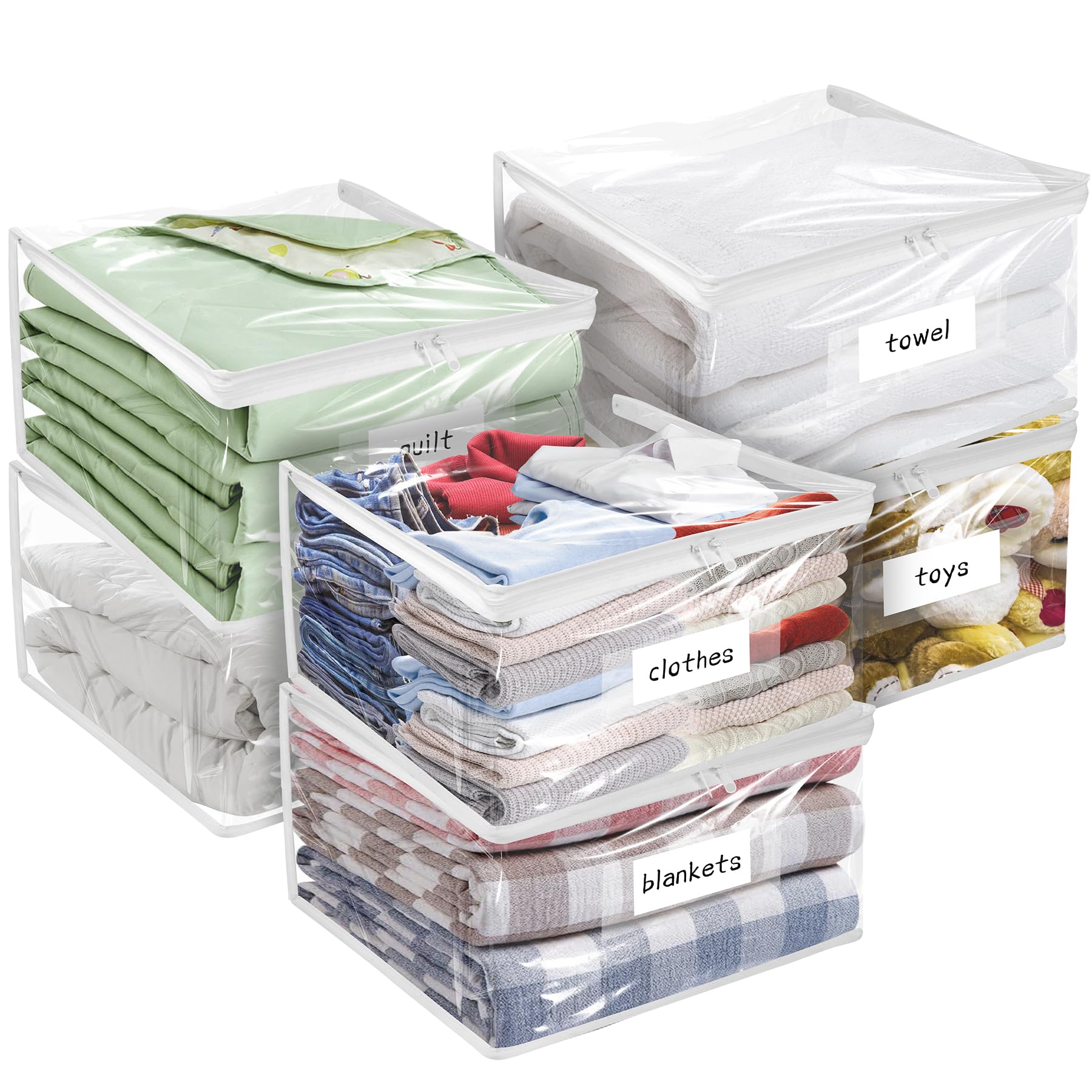 Plastic Storage Bags with Easy-Glide Zipper, Pack of 6, Durable Clear Vinyl Zippered Storage Bags for Clothes Sweaters Comforters Blankets Sheets Bedding (18 x 15 x 9 Inch) — image 1