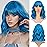 VCKOVCKO Short Bob Wigs Lake blue Wavy Wig With Air Bangs Women\'s Shoulder Length Curly Wavy Synthetic Cosplay Pastel Bob Wig for Girl (12, Lake blue)