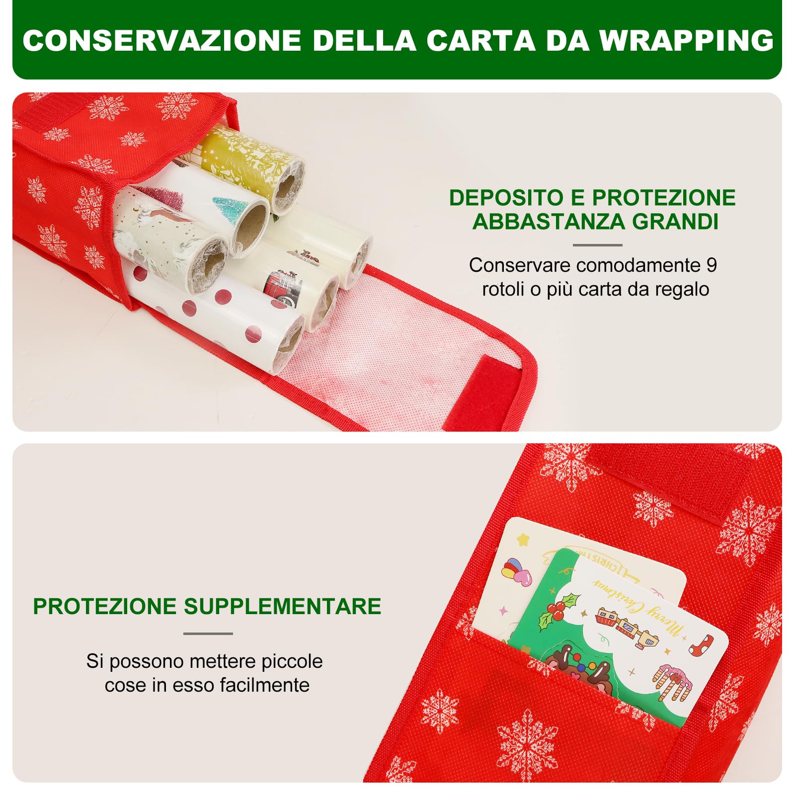 ZHSX Contenitore per Carta da Regalo, 2 Confezioni Porta Carta Regalo in Fibra, Organizzatore Dell'involucro del Regalo di Natale per Carta, Etichette, Fiocchi - 78 * 14 * 14cm