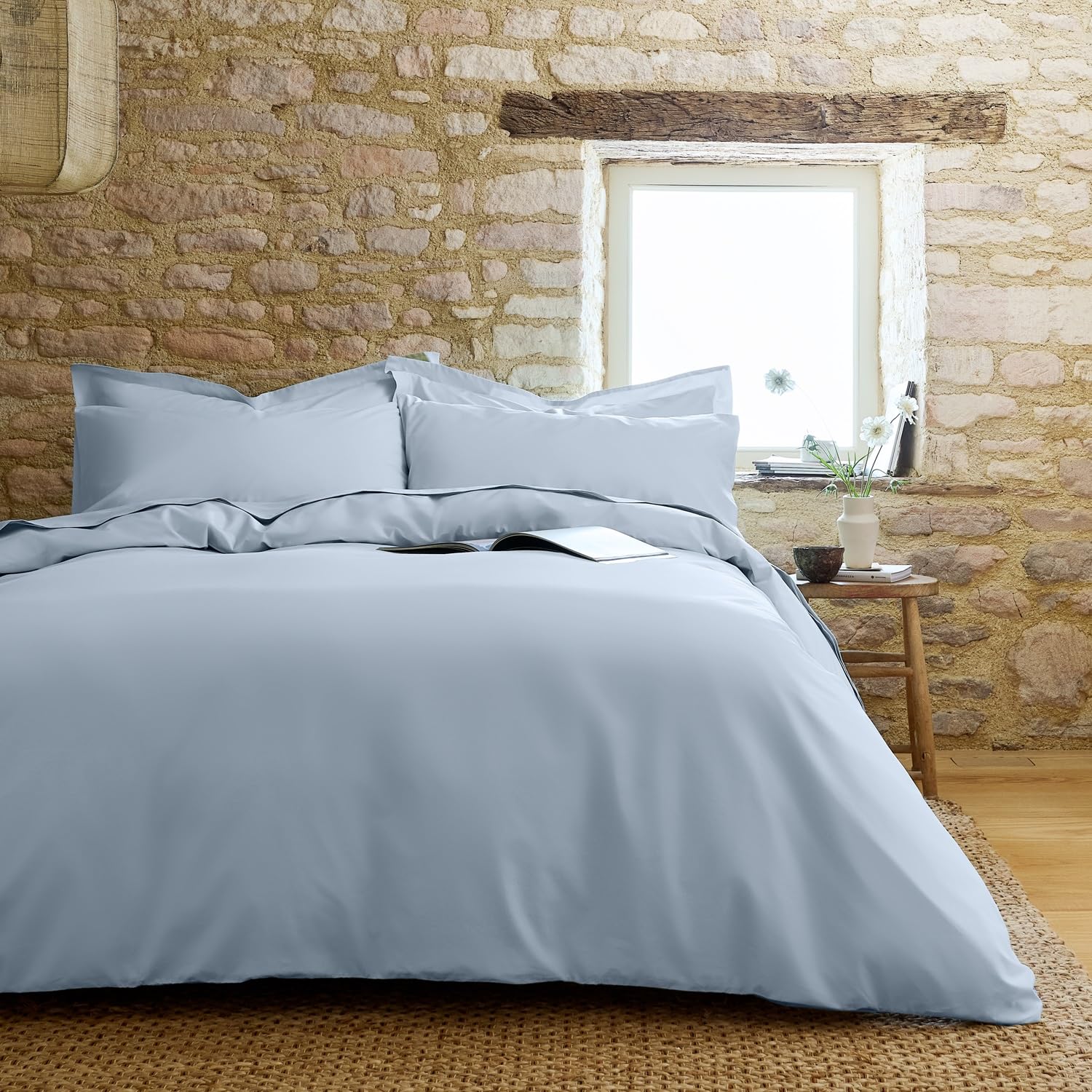 Christy 200TC Organic Single Fitted Sheet | Classic Blue | 100% Certified Organic Cotton Bedding | Super Soft and Smooth Bed Linen โ image 1