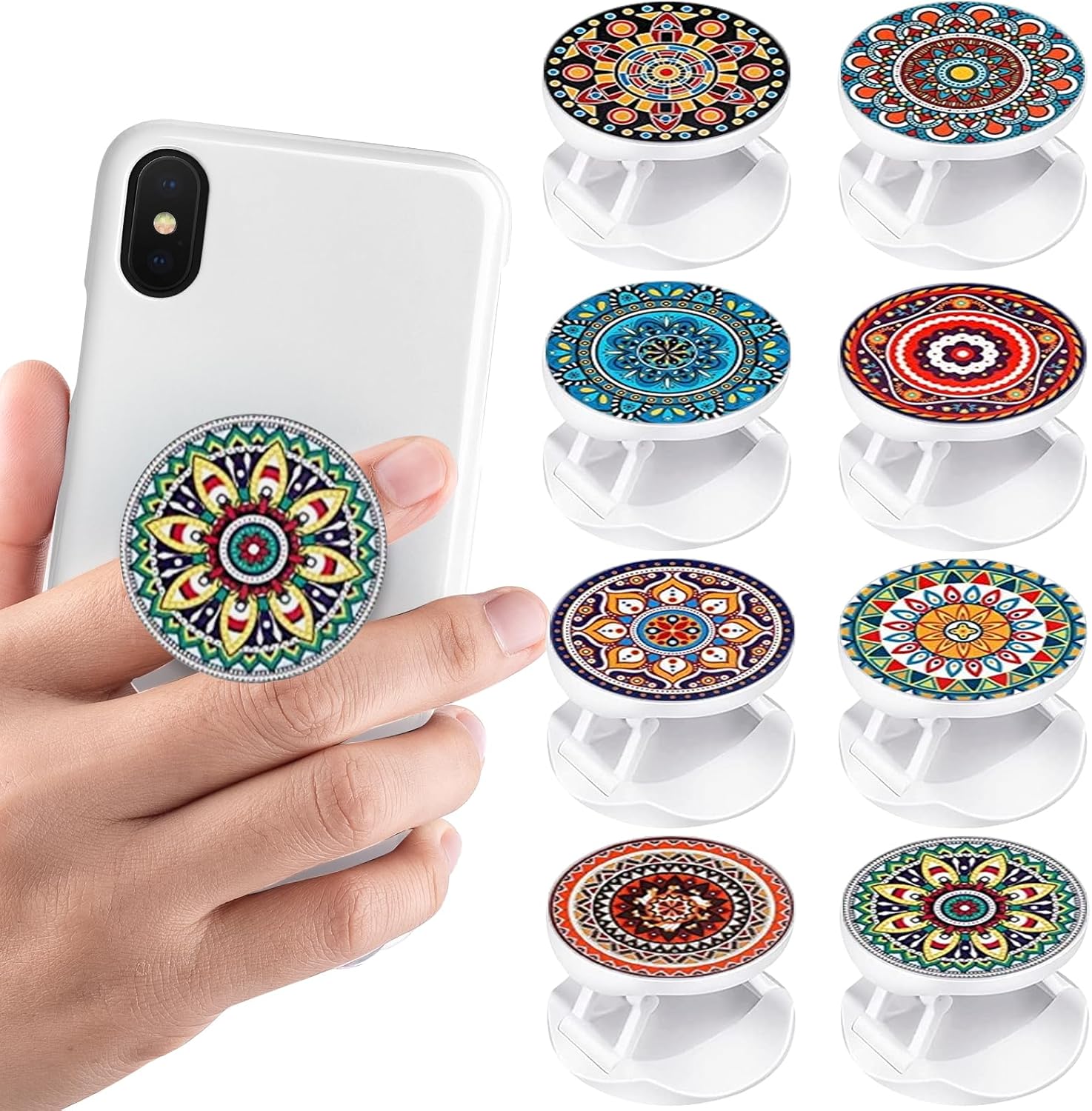 Amazon.com: 8 Pack Foldable Finger Cell Phone Grip Stand, Collapsible ...