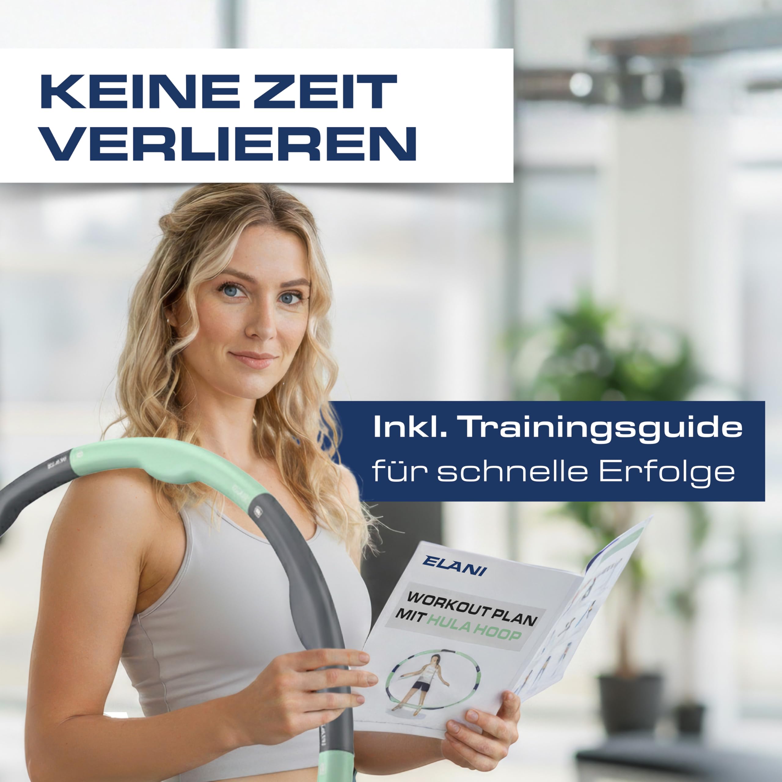 ELANI Hula Hoop Reifen Erwachsene - 90cm Durchmesser, mit Wellenform und Trainingsguide, indiv. anpassbar mit 7-8 Teilen - Hoola Hoop zum abnehmen - Fitnessreifen, Sportreifen