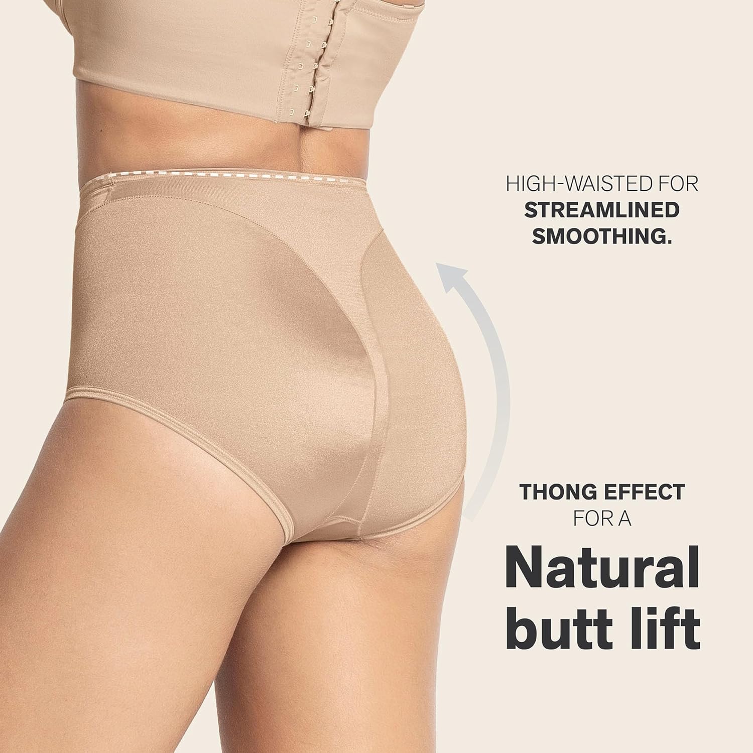 Leonisa High Cut Brief Super Comfy Panty Shaper - Soft Tummy Control Classic Underwear for Women Beige - Image 3