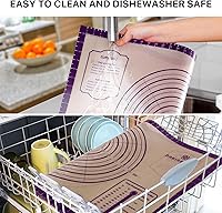 Vista 20 de Tapete de silicona, 28 x 20 pulgadas, extra grande, antiadherente, para hornear, con medición, tapete grueso reutilizable para mostrador de hojas