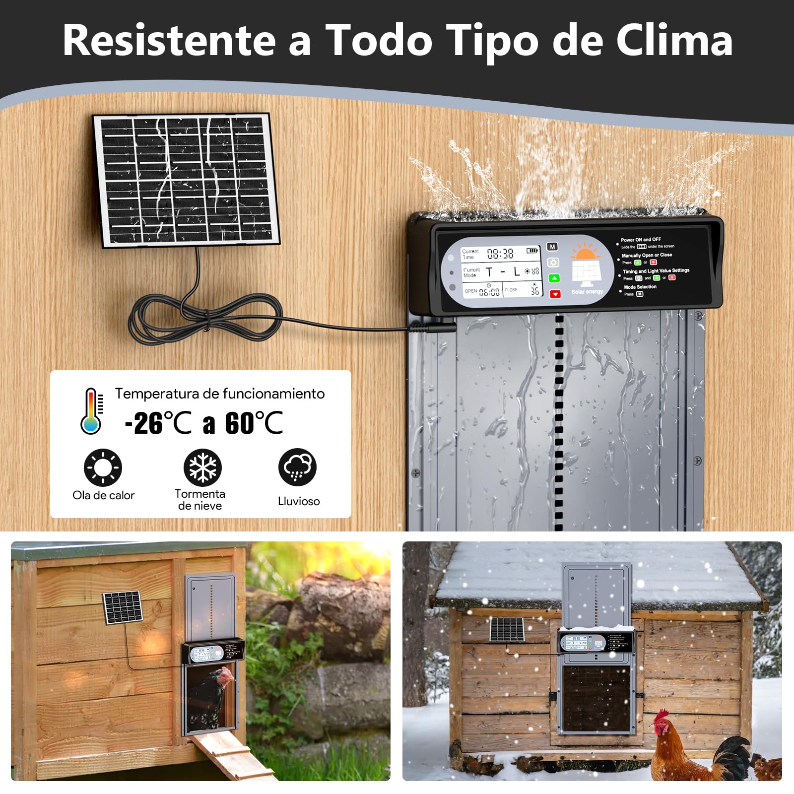 CHAMUTY Puerta Automática de Gallinero con Pantalla, Control Remoto, Aluminio, Resistente a Condiciones Climáticas Extremas