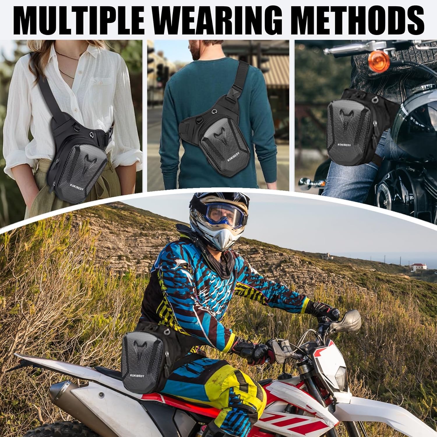 Motorcycle Leg Bag, Thigh Bag For Riding, Drop Leg Pouch For Men & Women–With Removable Straps, Waterproof Fanny Pack, Phone Purse–Travel Hiking Cycling Outdoor Upgraded & Lengthened Leg Strap 8866-6 - Image 3