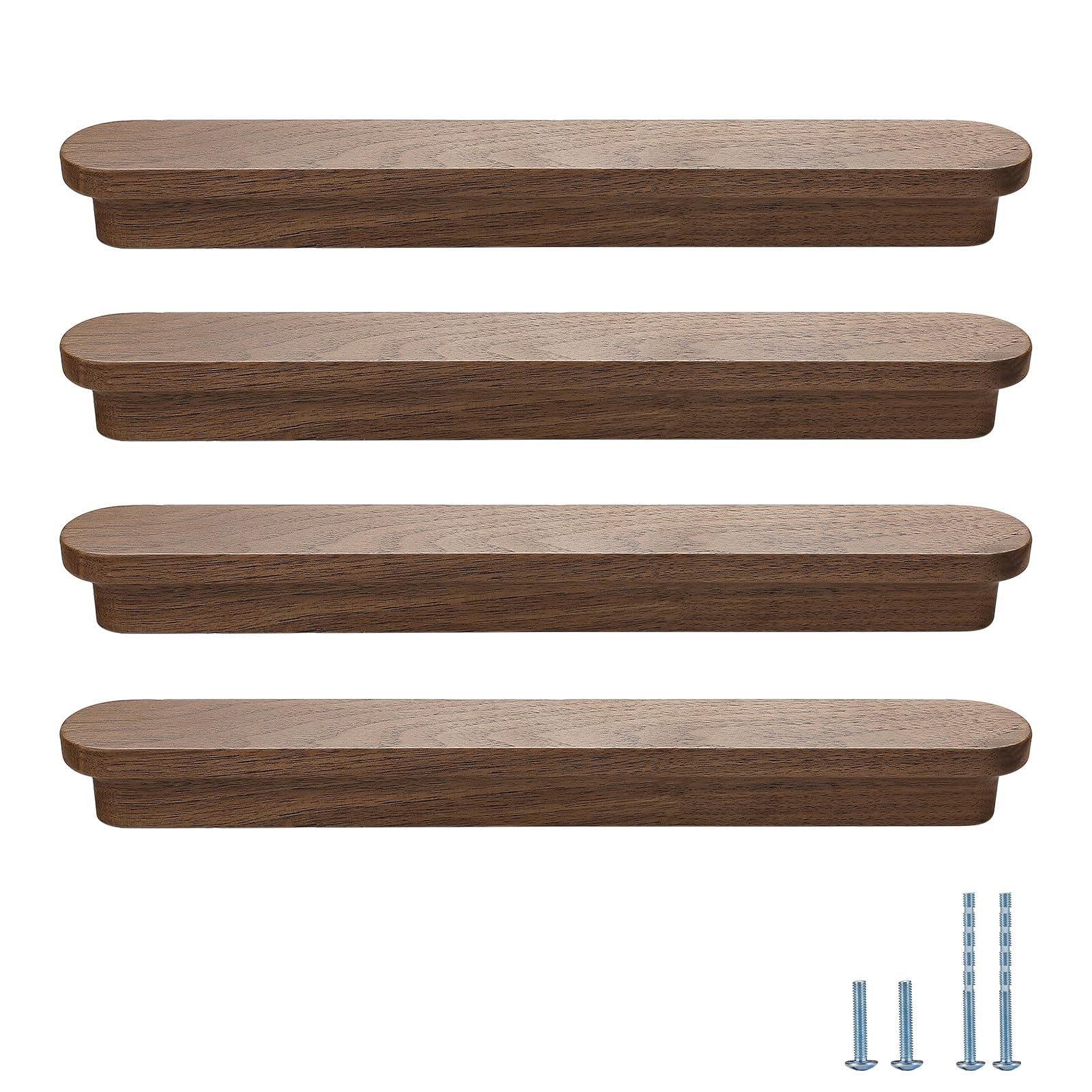 Evionlin Set of 6 9-Inch Wide Walnut Wooden Cabinet/Cupboard Handles for Drawer/Door Pull (7.56 inches Center to Center) — image 1