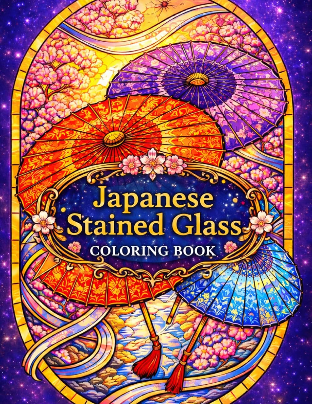 Japanese Stained Glass Coloring Book: Beautiful Japanese Patterns, Samurai, Yokai & Mandala Symmetry Designs for Relaxation