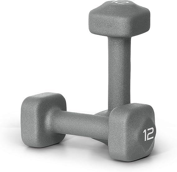 Tone Fitness Neoprene Dumbbell Weight Pairs with Anti-Roll Square Head | Multiple Options