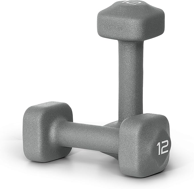 Tone Fitness Neoprene Dumbbell Weight Pairs with Anti-Roll Square Head | Multiple Options