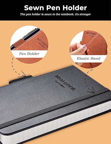 Miniatura 10 de AISBUGUR Paquete de 2 cuadernos de bolsillo pequeños, cuadernos de bolsillo de 3.5 x 5.5 pulgadas, tapa dura con papel forrado grueso, bolsillos