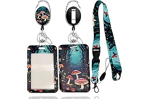 Cute Mushroom Keychain and Retractable ID Badge Lanyard Holder