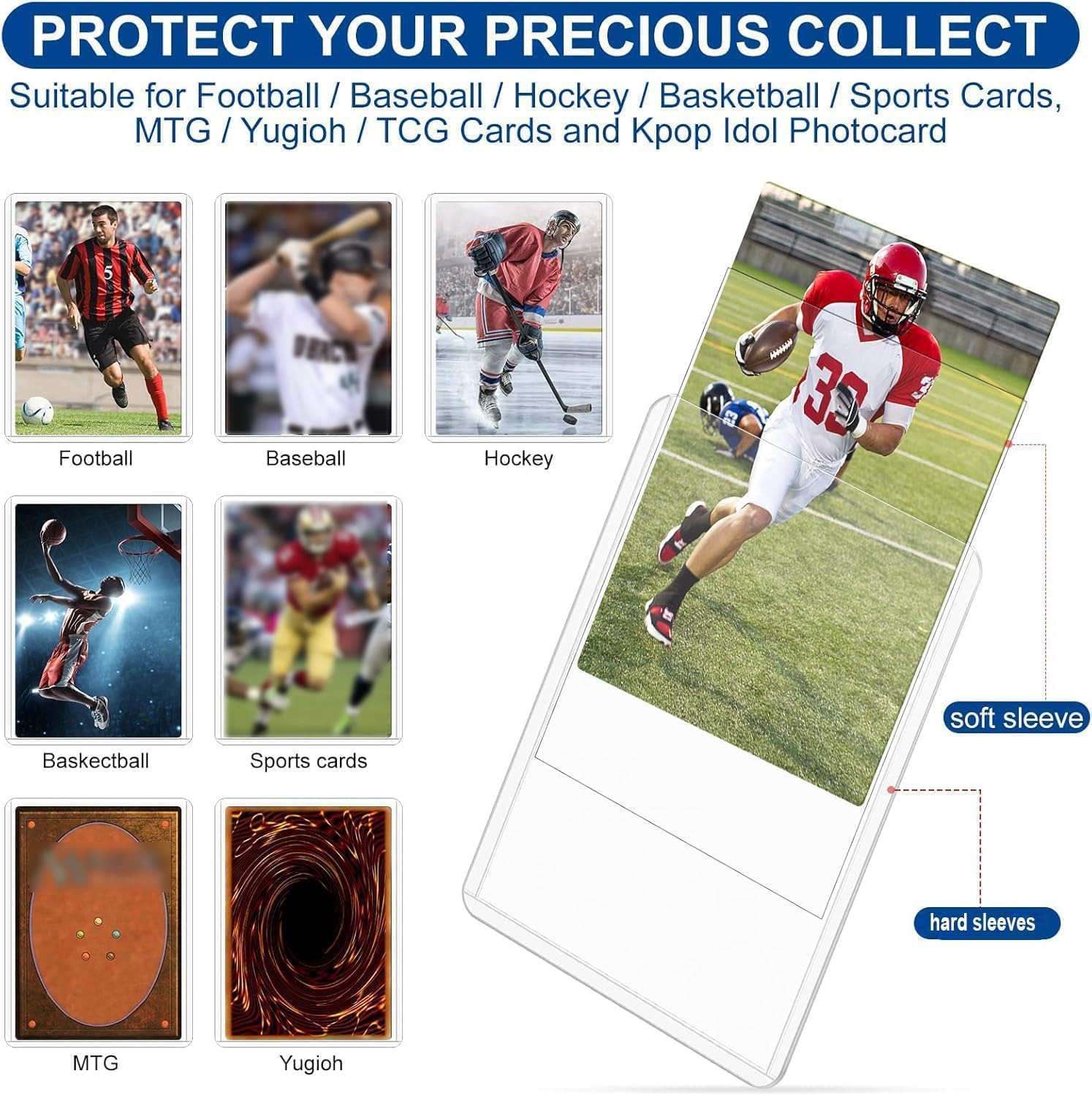 100 Card Sleeves Toploaders for Cards 3"x4" Baseball Card Protectors Hard Plastic - Image 3