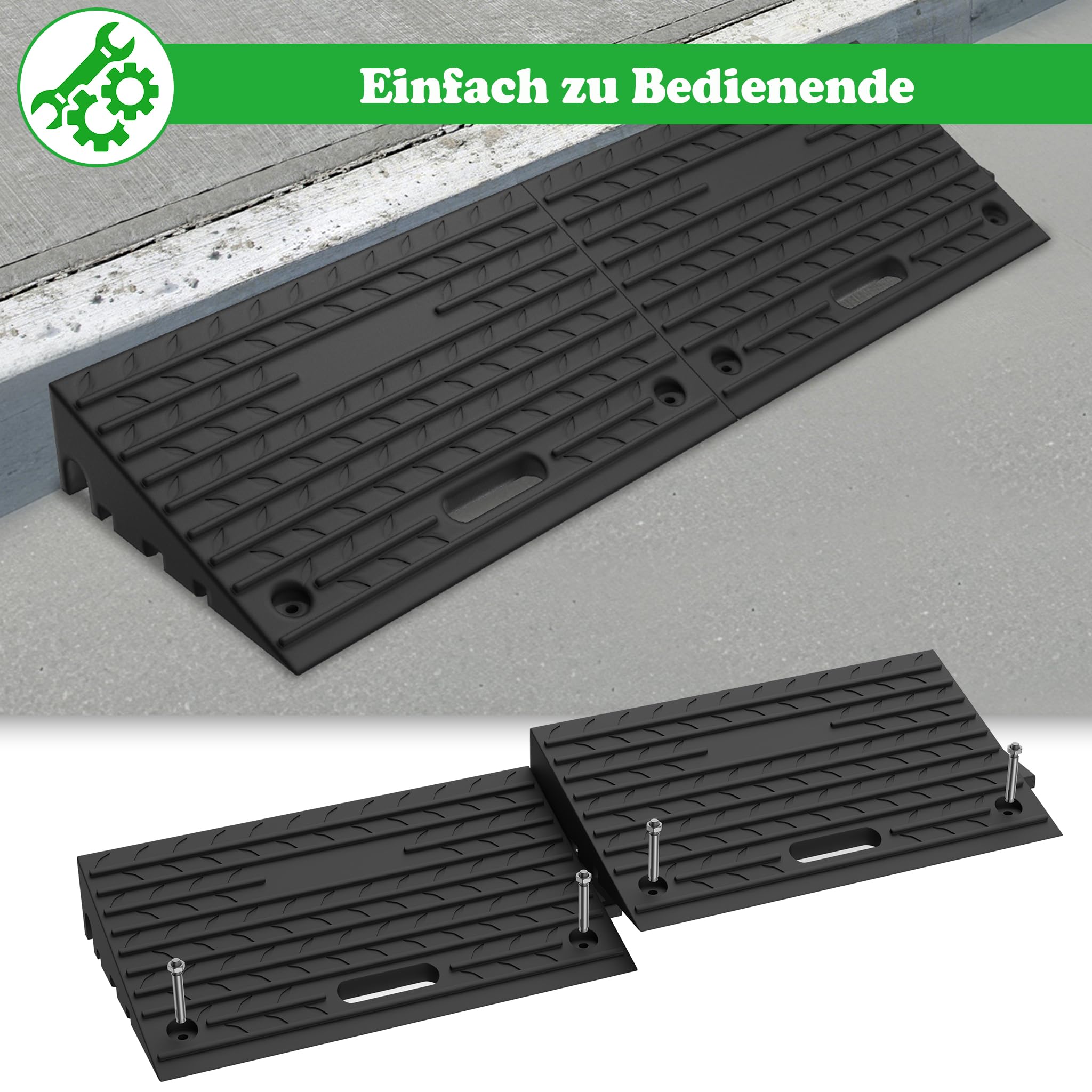 SUBTLETY 2 rampas de goma para bordillos, modulares, de plástico, portátiles, para bordillos, plataformas de carga hasta 2000 kg, antideslizantes, para coche, moto, sillas de ruedas y scooters
