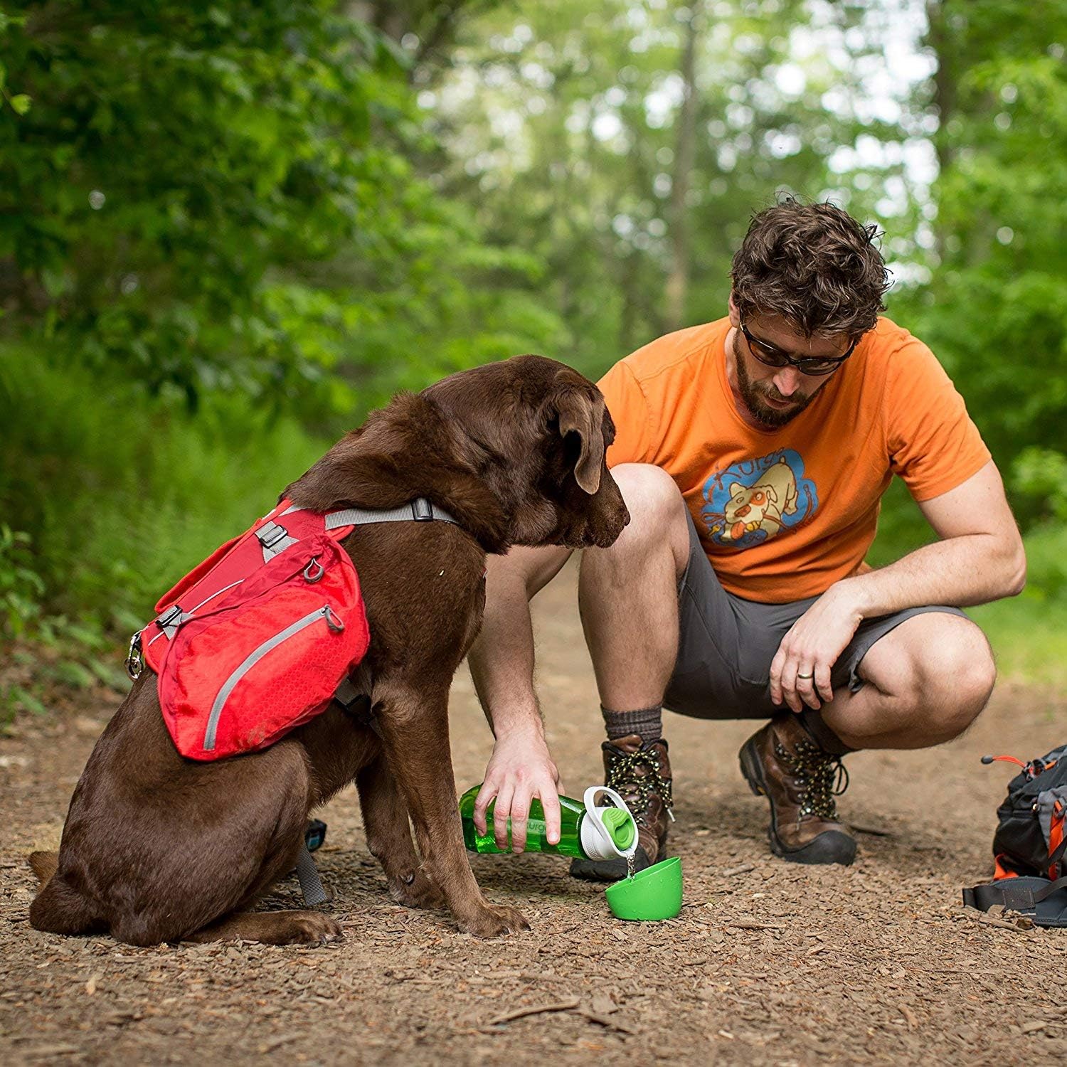 Kurgo Gourd Travel Dog Water Bottle & Dog Water Dispenser - 700 ml - Coastal Blue - Image 5