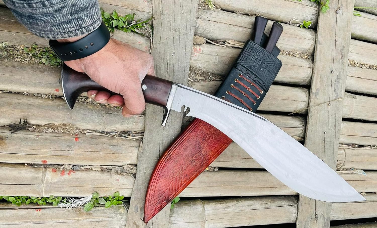 12" Hand Forged Full Tang Blade Service No 1 Guard Kukri, Military Khukuri-Traditional Nepali Knife with Rosewood Handle