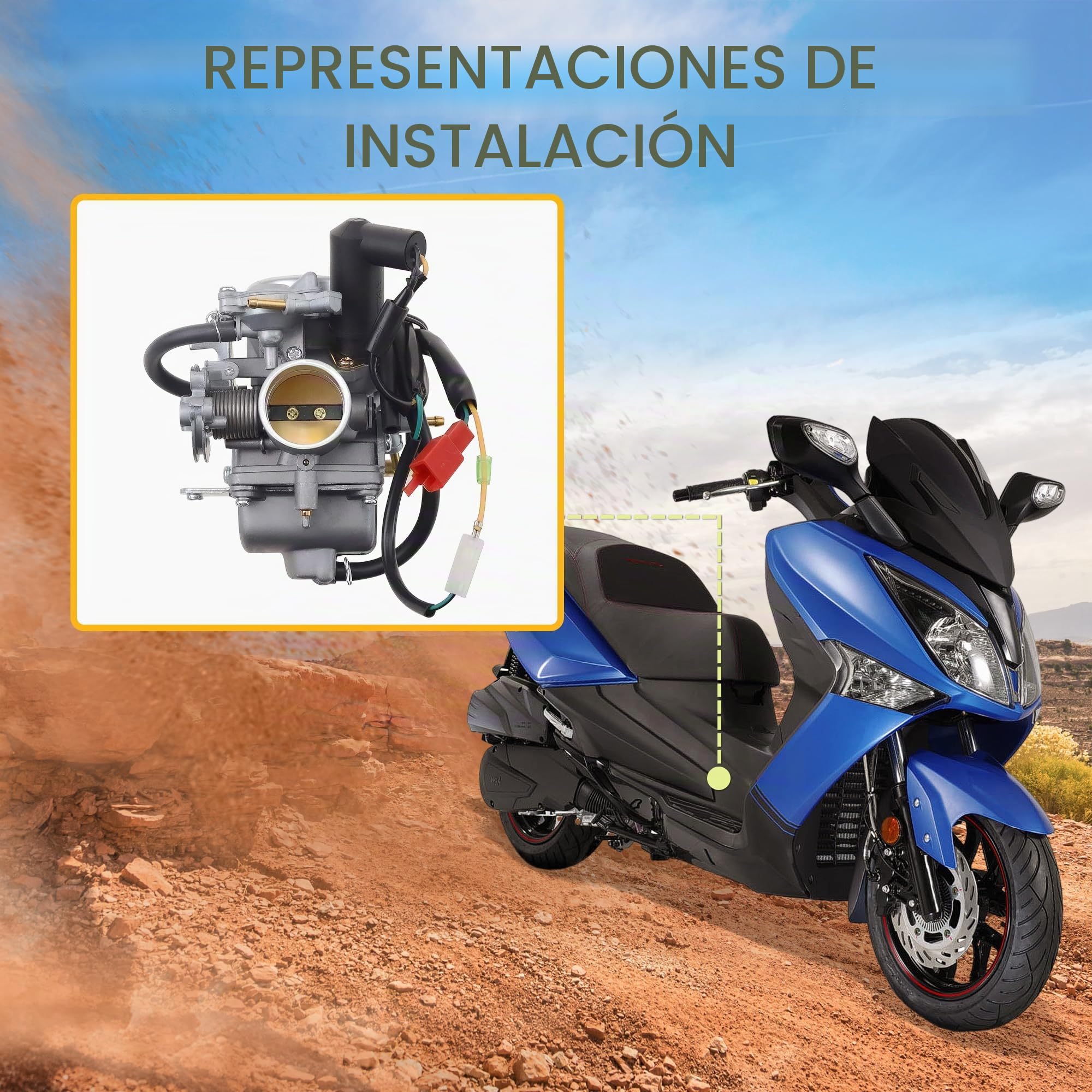 GOOFIT Carburador Reemplazo para Roketa Sunl BMS Lance Xinyue 250cc 260cc Scooter Go Kart