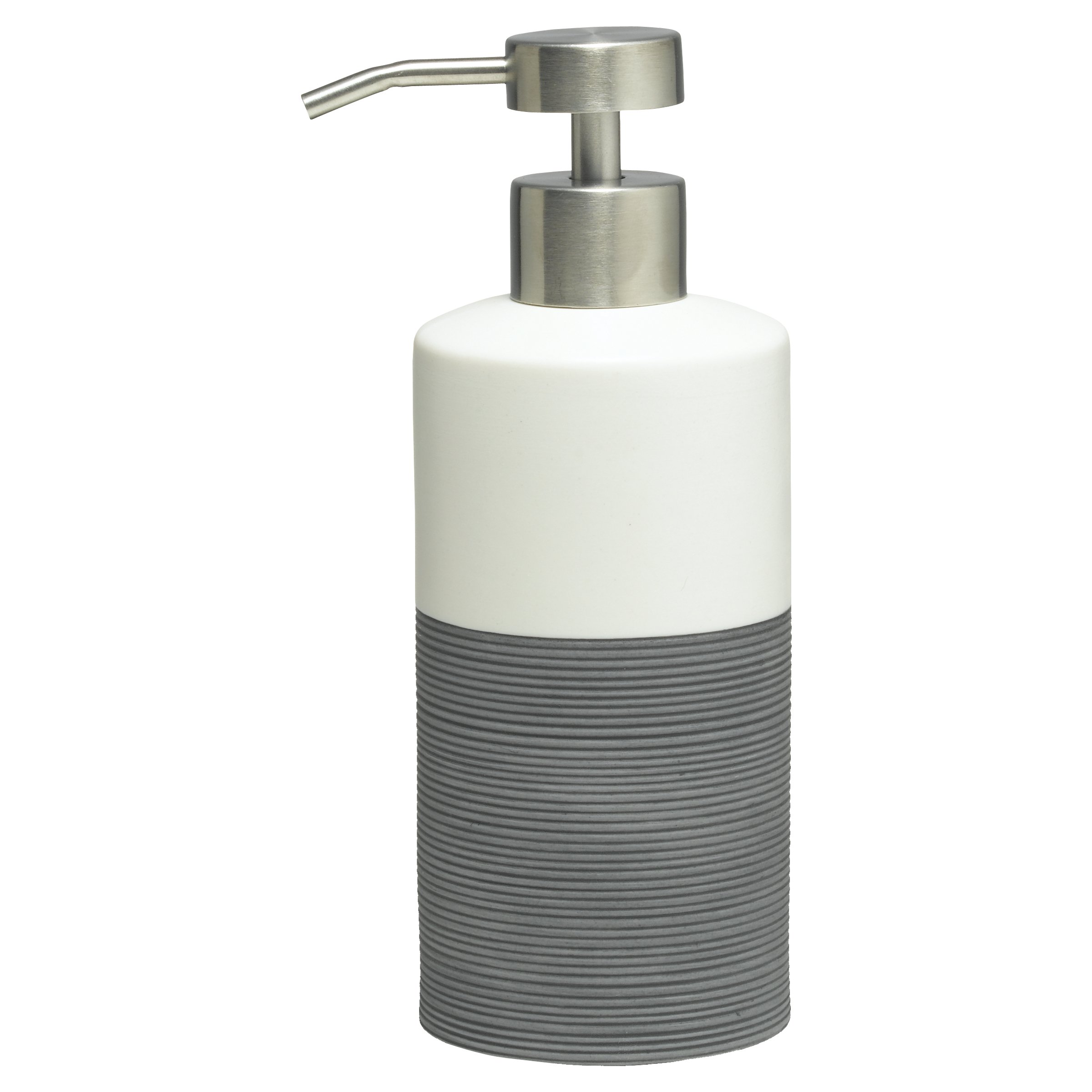 Sealskin Becher Doppio, Zahnputzbecher aus natürlichem Porzellan, Farbe: Grau, handbemalt + Seifenspender Doppio, Porzellan, Farbe: Grau, handbemalt