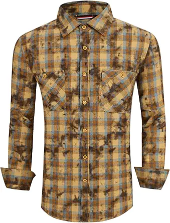 Alex Vando Mens Button Down Shirts Regular Fit Long Sleeve Casual Plaid Flannel Shirt