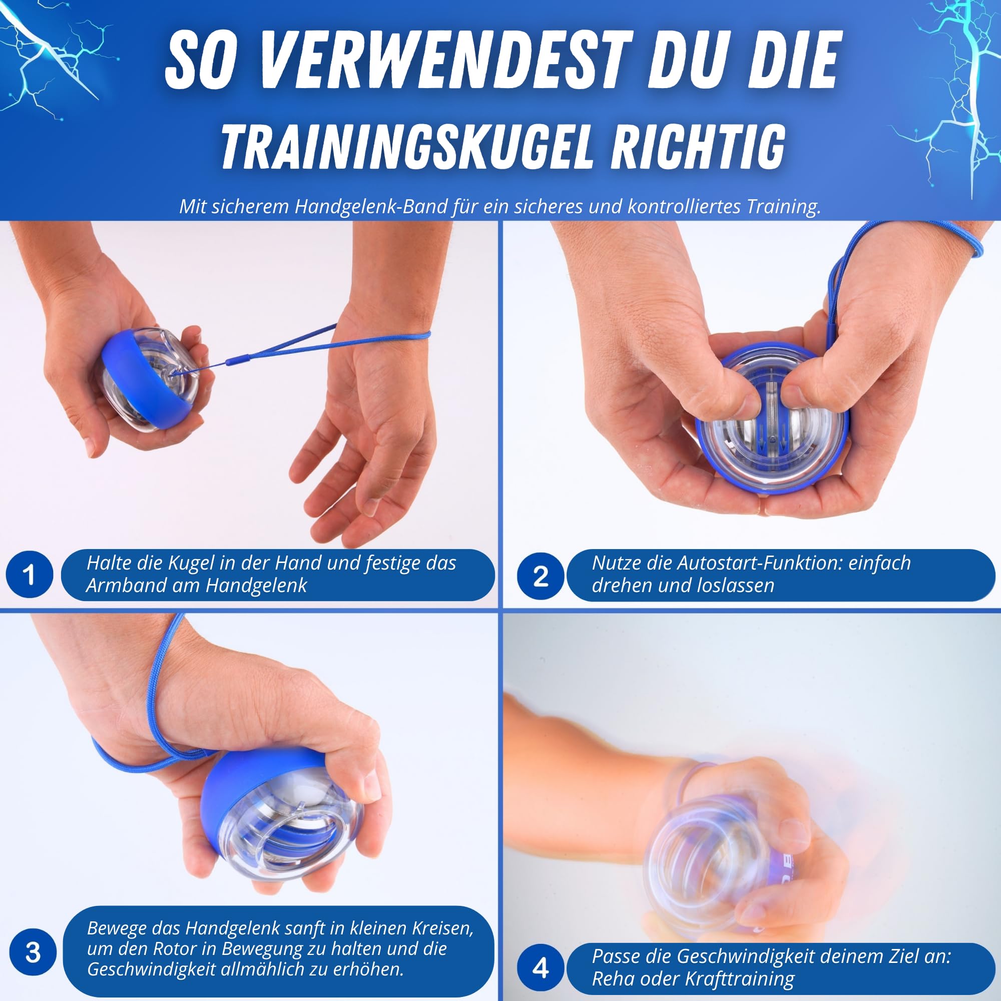 Gyro Ball – Hand-Gyroskop zur Stärkung, Rehabilitation und Erholung von Hand, Handgelenk und Unterarm beim Training