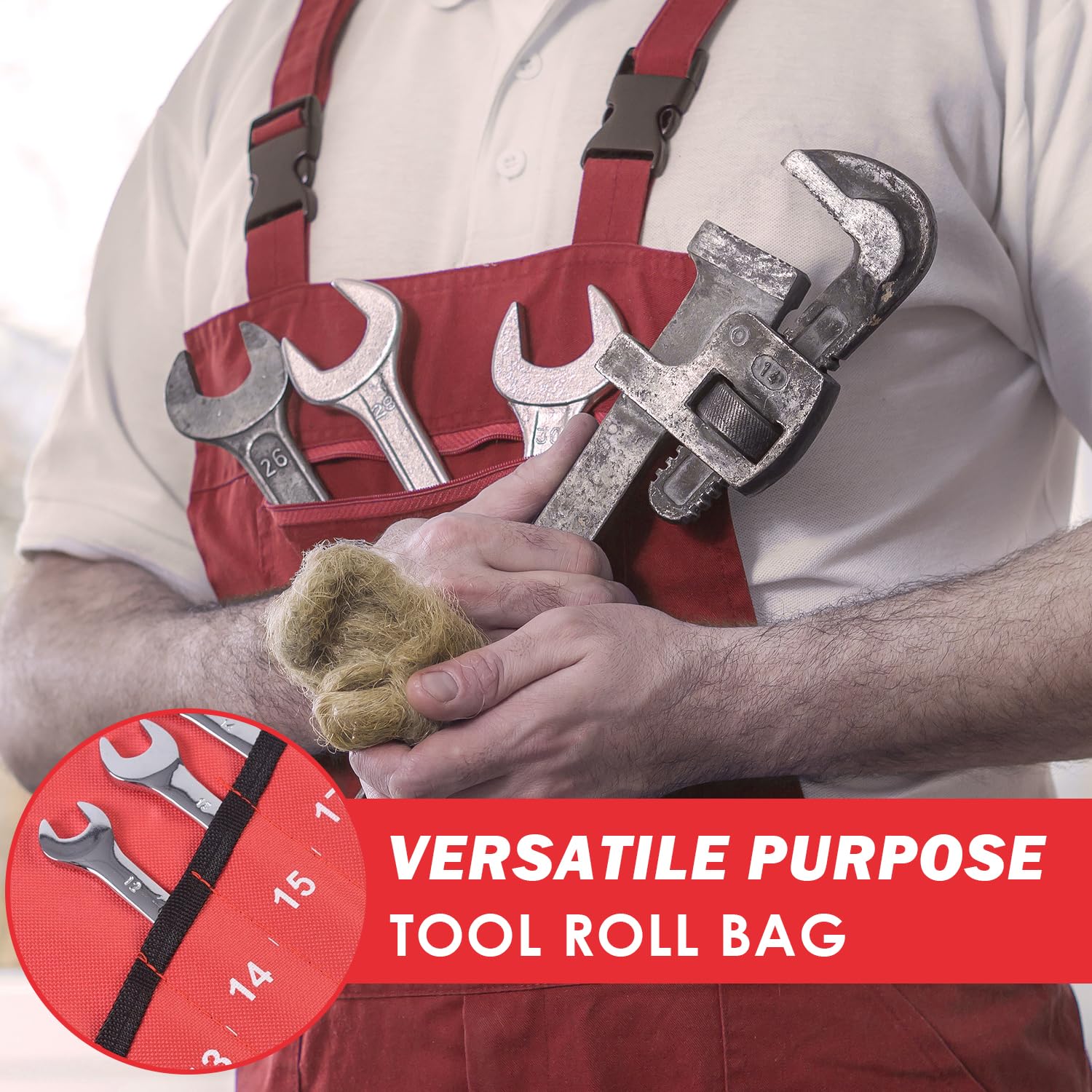 Tissting Bolsa Organizadora de Herramientas, Pocket Tool Roll con 6 25 Bolsillos,Bolsa Portaherramientas, Bolsa Enrollable 25 Pockets Bolsa para Llaves Fijas para Electricistas Carpinteros Fontaneros