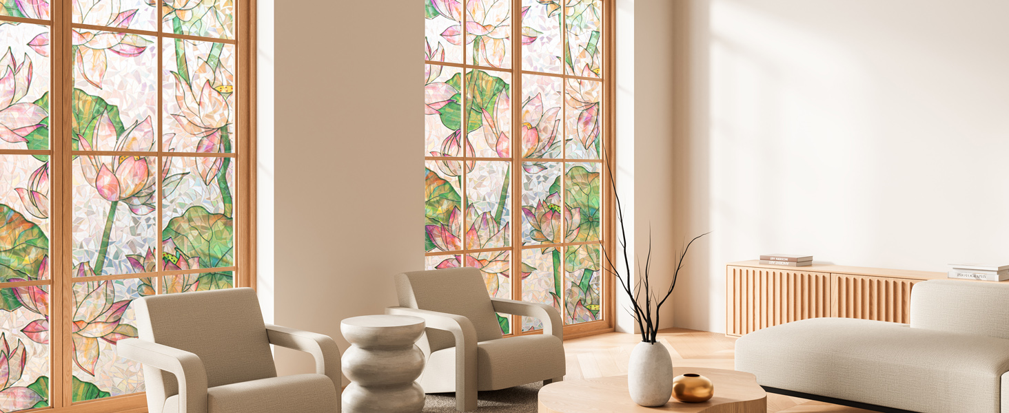 Vinilo para ventana Lotus Flower 3D Prism 17.7x78.7 pulgadas miniatura 7