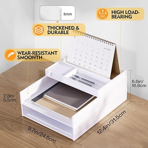 Miniatura 7 de Eufrozy Bandeja organizadora de papel apilable de 3 niveles, bandeja de papel de escritorio blanca para organización de escritorio de oficina,