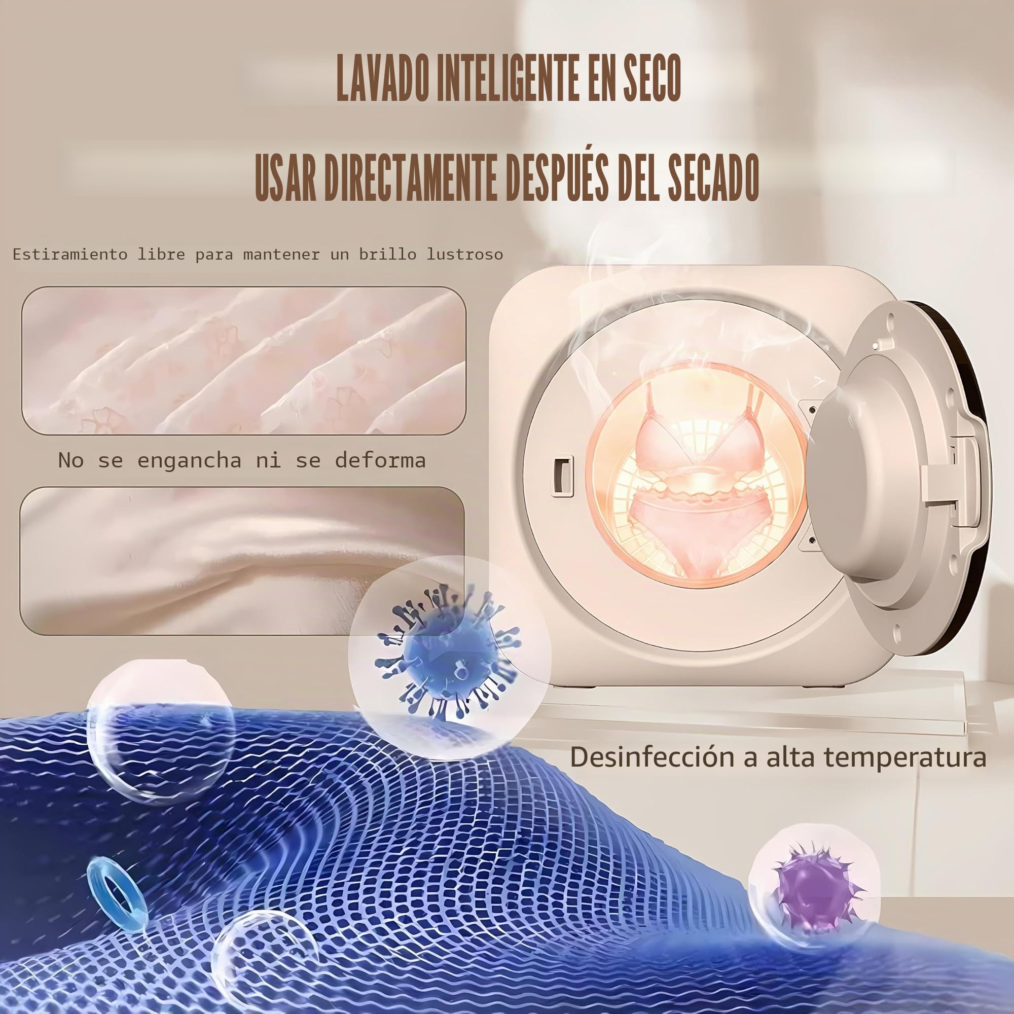 Lavadora Y Secadora 2 En 1, Lavadora De Apartamento Con Tambor De Acero Inoxidable, Programa De Lavado Rápido Y Secado a Alta Temperatura, Bajo Nivel De Ruido Desktop