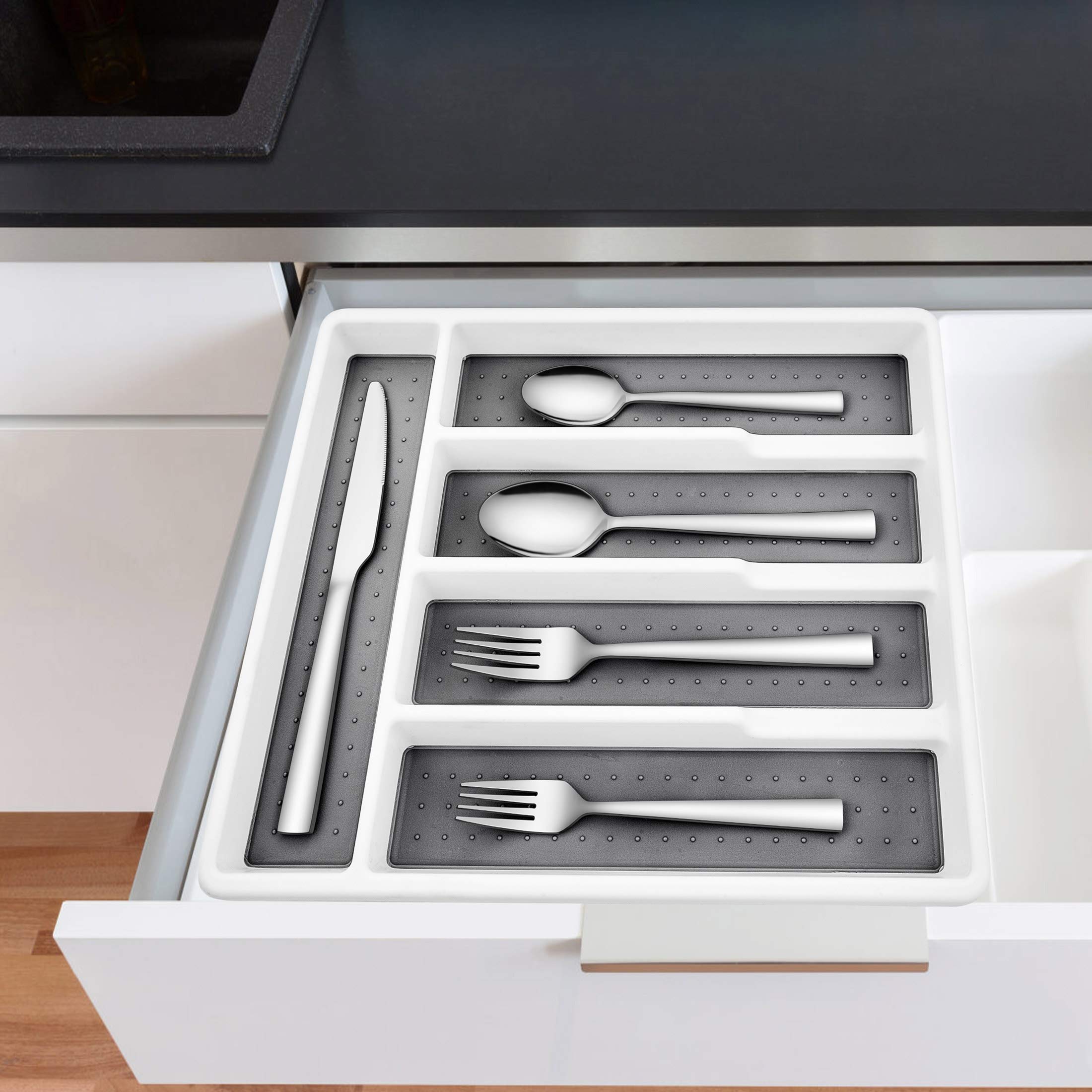 LIANYU Juego de 60 cubiertos de acero inoxidable con bandeja, cubiertos cuadrados para 12 platos, vajilla para restaurante en casa, apto para lavavajillas, pulido espejo